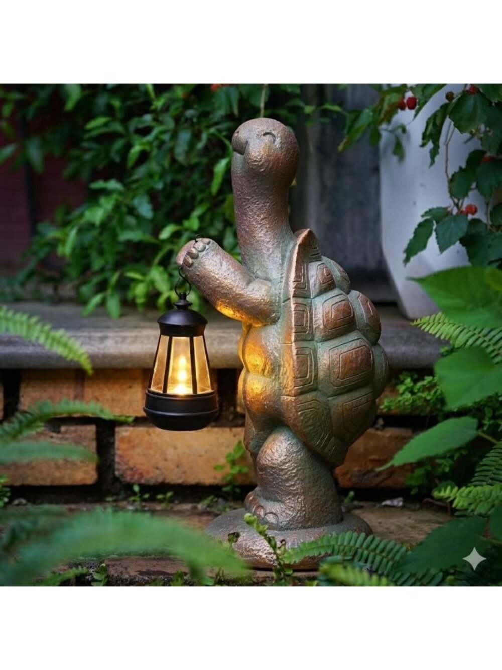 17-Inch Solar Turtle Garden Statue with LED Light - Charming Outdoor Decor